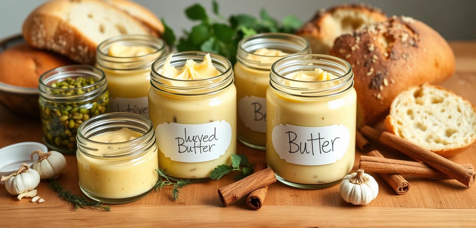 Hand-churned homemade butter in glass containers